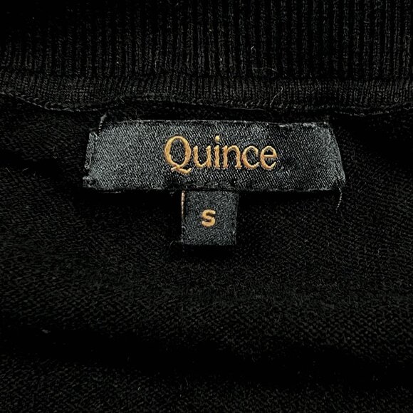 Quince Lightweight Organic Cotton Cashmere V-Neck Ribbed Sweater Black Sz S NWOT - Picture 4 of 5